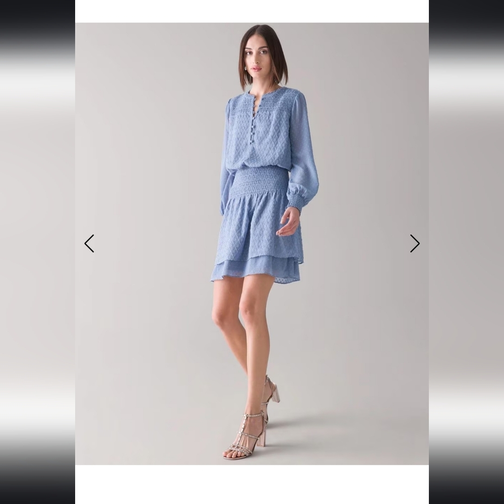 White House Black Market Blue Smocked Blouson Dress
